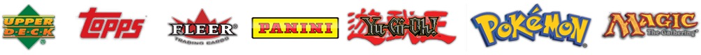 Product Logos for Upper Deck, Topps, Fleer, Panini, Yu-Gi-Oh!, Pokemon, and Magic The Gathering